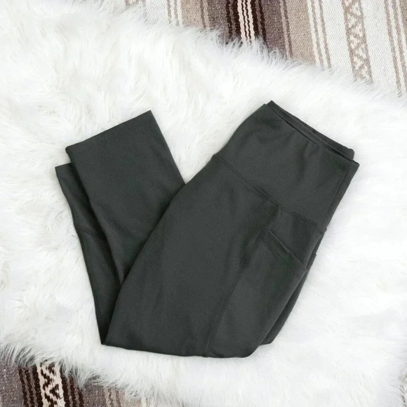 EUC N.Y.L. New York Laundry Size Large Gray/Green Cropped Leggings with Pockets - Picture 1 of 7
